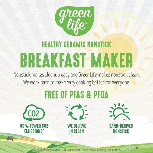 3-in-1 Breakfast Maker Station, Healthy Ceramic Nonstick Dual Griddles for Eggs Meat Sausage Bacon Pancakes and Breakfast Sandwiches, 2 Slice Toast Drawer, Easy-to-use Timer, White