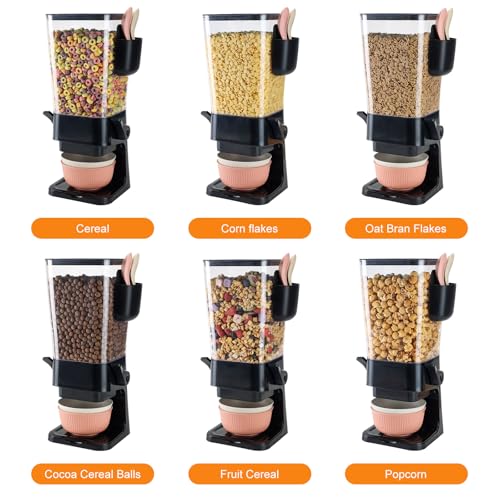 Cereal Dispenser Countertop Black 2 Pack with Bowls Spoons Cutlery Box
