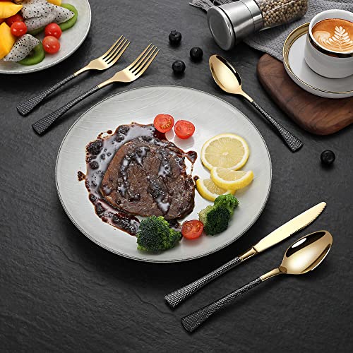Hammered Black Gold Silverware Set (20 Count)