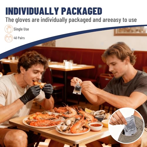 Individually Wrapped Black Disposable Nitrile Gloves (800 Count)
