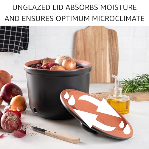 Romertopf Freshness Storage Potato Onion Garlic Clay Pot Set of 3 with Lids (3 Count)