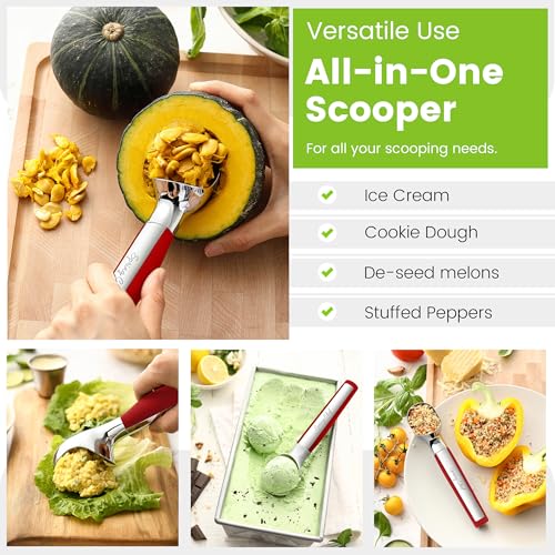 Heavy Duty Metal Ice Cream Scoop with Soft Grip Handle