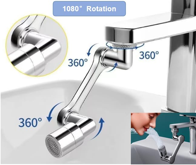 1080° Swivel Robotic Arm Faucet Extender Universal Sink Tap Aerator
