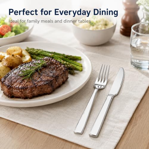 12 Piece Stainless Steel Dinner Knife and Fork Set for 6
