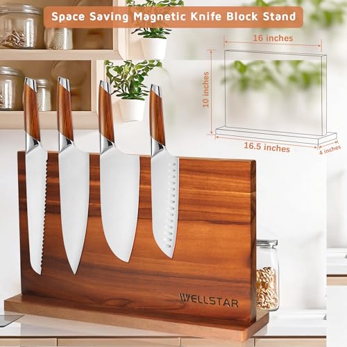Extra Large Acacia Magnetic Knife Block 16x10 Inches