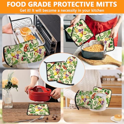 Fruit Flower Oven Mitts and Pot Holders Sets 4Pcs