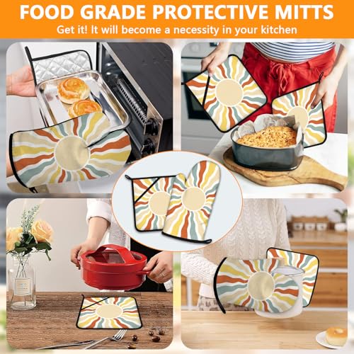 Mingnei Boho Sun Oven Mitts and Pot Holders Sets 4Pcs
