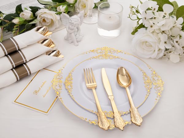 400PCS Gold Wrapped Silverware Disposable Fancy for Parties Weddings (400 Count)