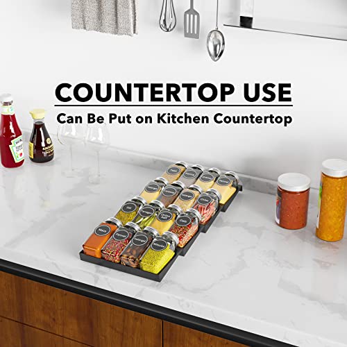 Spice Drawer Organizer with 16 Spice Jars