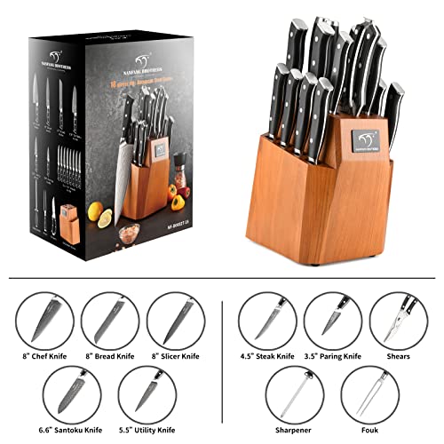 18PCS Damascus Japanese Kitchen Knife Set with Block (18 Count)