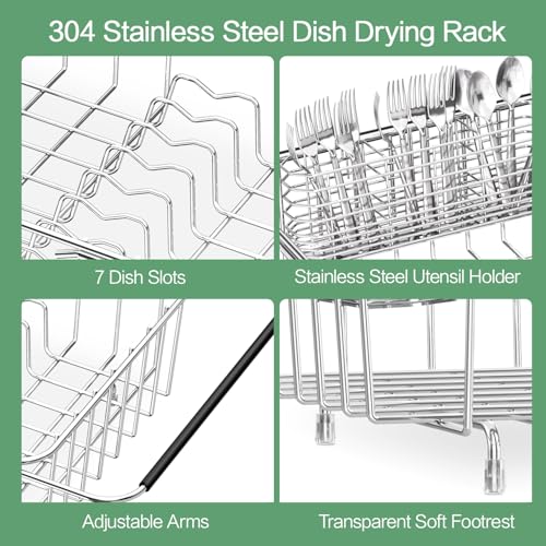Large Dish Drainer Rack in Sink Adjustable