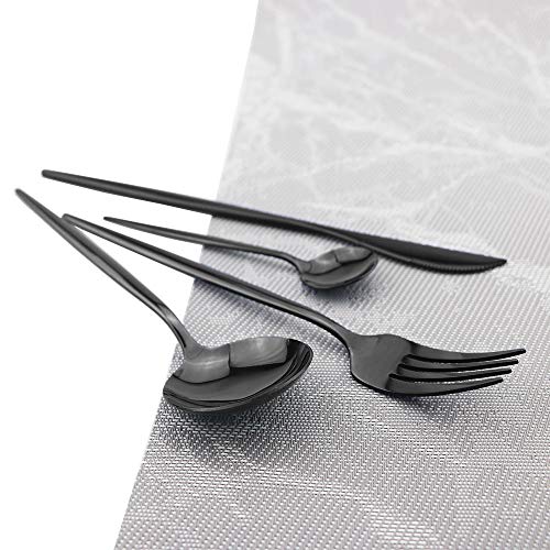 Shiny Black Silverware Set (4 Count)