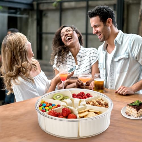 Divided Snack Serving Tray with Lid and Handle