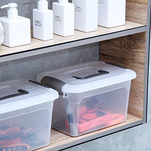 6 Packs 6 QT Storage Bins with Lids Clear Plastic Bins with Grey Handle Stackable Storage Containers for Organizing (6 Count)