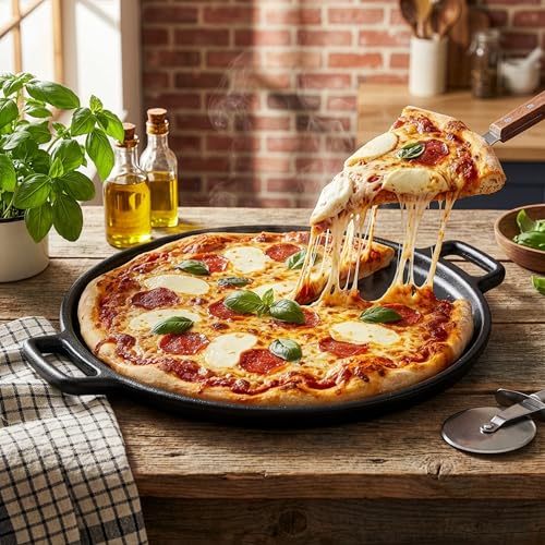 Cast Iron Pizza Pan with Dual Handles