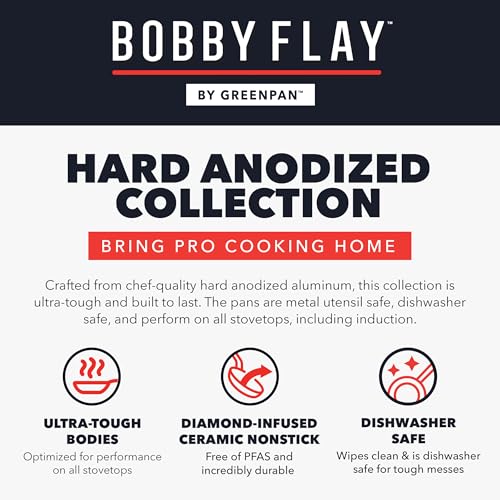 x Bobby Flay 10” & 12” Hard Anodized Ceramic Nonstick Frying Pan Set