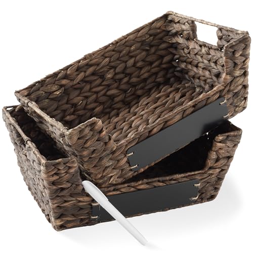 Set of 2 Water Hyacinth Pantry Baskets with Handles (2 Count)