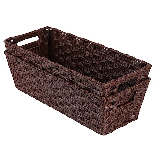 Plastic Wicker Storage Baskets (2 Count)