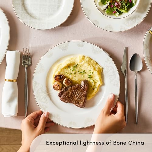 Siena 53 Piece Porcelain Plates and Bowls Set with Dinner & Dessert Plates