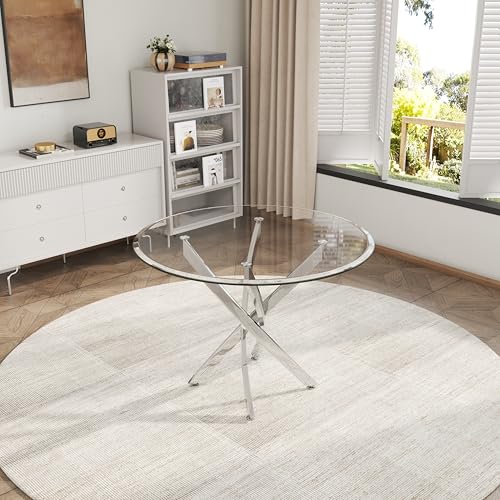 5 Piece Round Glass Dining Table Set