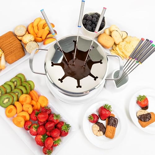 8 Cup Electric Fondue Pot Set for Cheese & Chocolate