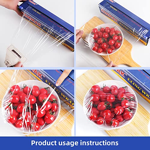 Plastic Food Wrap with Slide Cutter Kitchen Cling Wrap 12 inch Professional BPA Free Polyethylene Materials Quick Cut 750 Ft Food Service Cling Film Wrap for Restaurant (750 Sq Ft)