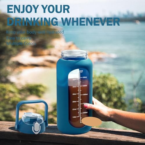 64oz Glass Water Bottles with Straw
