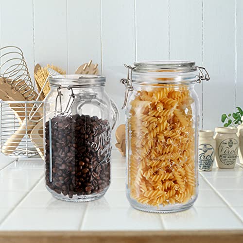 4 Pack Clear Wide Mouth Glass Mason Jars with Airtight Clamp Lids (4 Count)