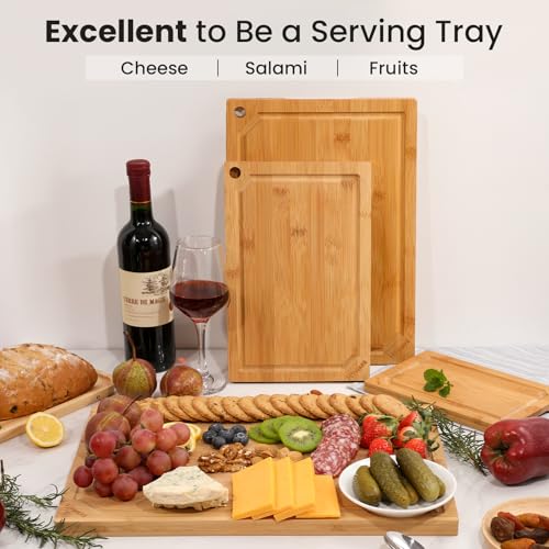Extra Large 18" x 12" Bamboo Cutting Board for Kitchen