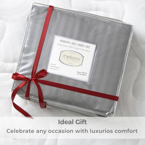 Iconic 3-PC, Ultra Soft Sheet Set (Twin XL, Striped Gray/Silver)