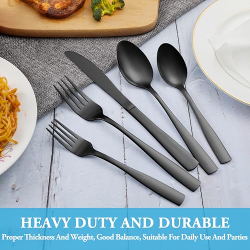 30 Pcs Black Silverware Set (30 Count)