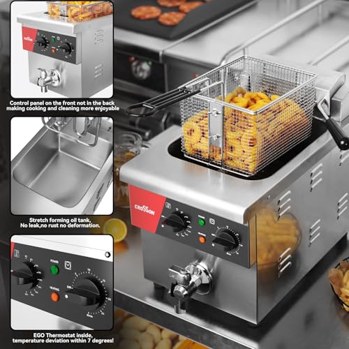 8L Countertop Electric Deep Fryer with Draining Valve