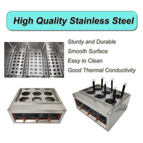 220V Commercial Pasta Cooker with 6 Noodle Filter Electric Pasta Cooking Machine Multifunctional Pasta Warmer Noodles Cooker 6KW for Cooking Dumplings NoodlesVegetables 30 (6 Count)