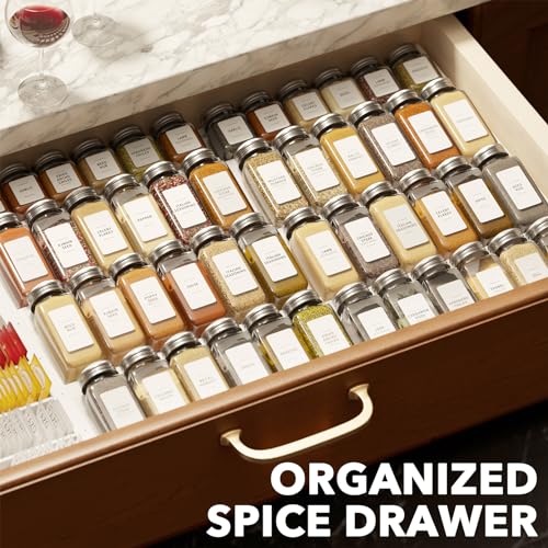Bamboo White Spice Drawer Organizer