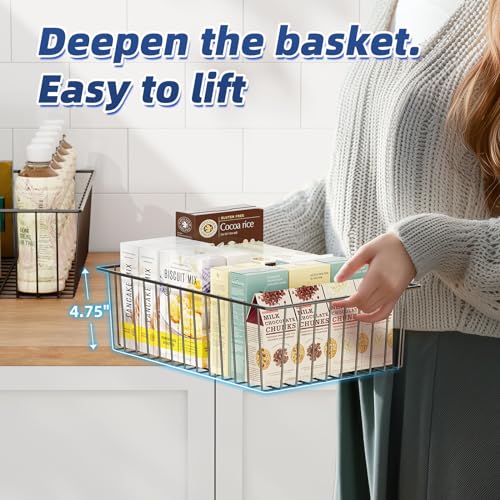 6 Pack Large Metal Wire Baskets for Storage (6 Count)