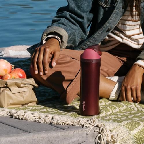 FreeSip Stainless Steel Water Bottle 24 oz Black Cherry