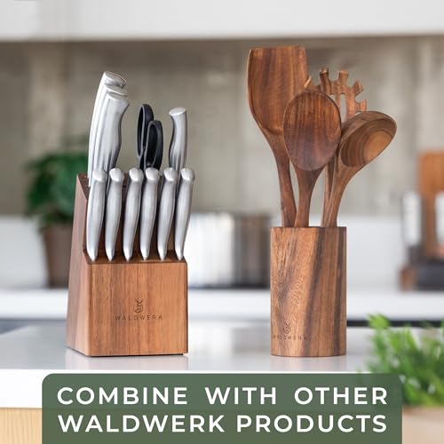 Knife Set 11pcs Kitchen Knife Set with Block and Integrated Sharpener (11 Count)