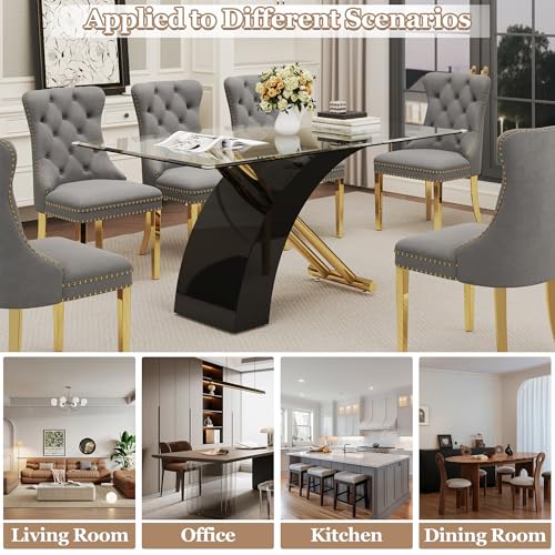 7 Piece Glass Dining Table Set for 6
