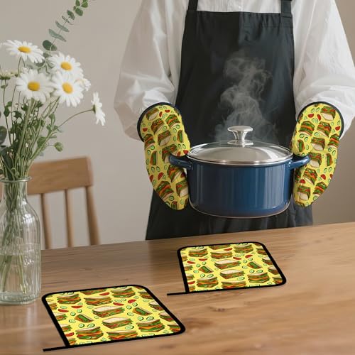 Cute Sandwich Oven Mitts and Pot Holders (4 Count)