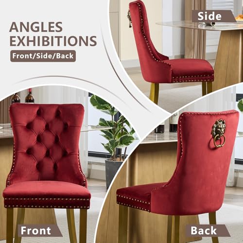 Burgundy Velvet Dining Chairs Set of 2 (2 Count)