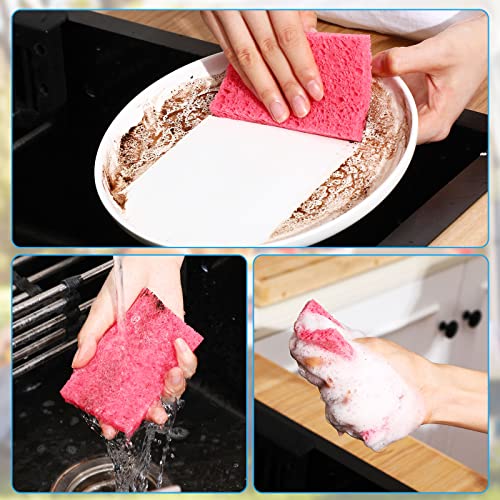 100 Pieces Compressed Wood Pulp Dish Sponges for Kitchen