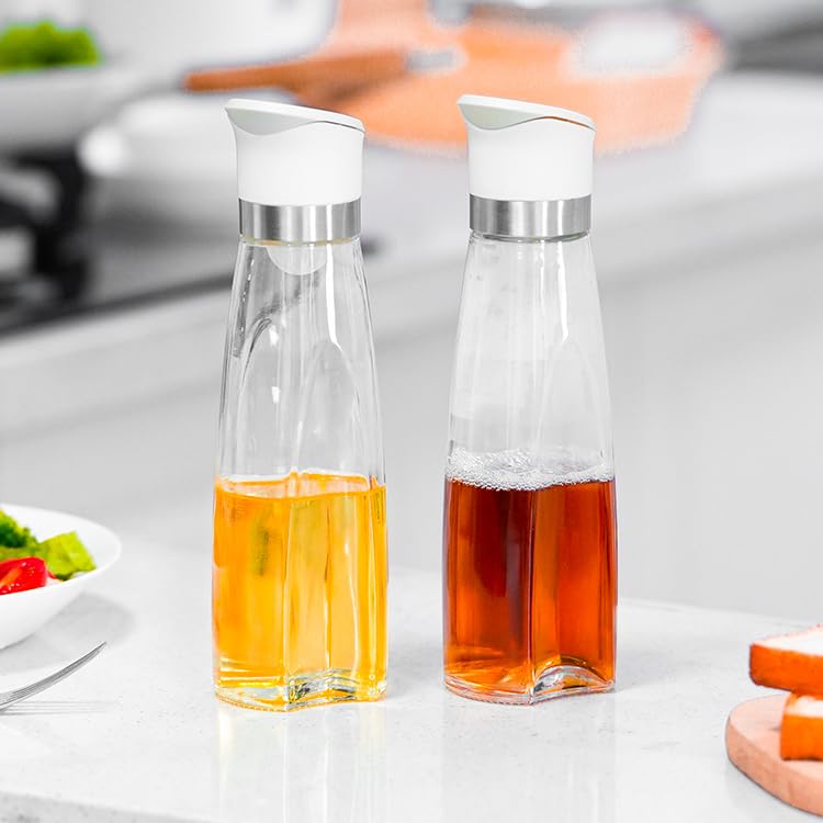 Premium Glass Olive Oil and Vinegar Dispenser Bottles Set