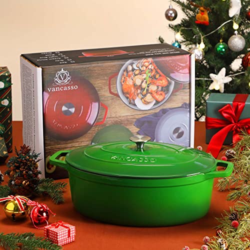 9.3 Qt Oval Enameled Cast Iron Dutch Oven with Lid