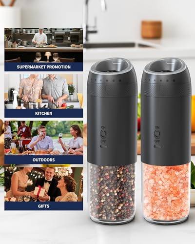 Rechargeable Electric Salt and Pepper Grinder Set with Base (2 Count)