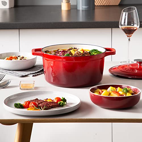 6 Qt Round Enameled Cast Iron Dutch Oven with Lid & Handles