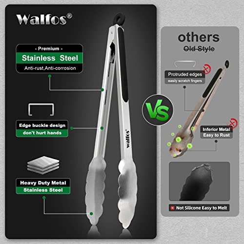 Stainless Steel Kitchen Tongs for Cooking (3 Count)