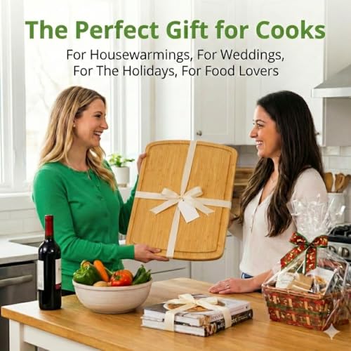 INDESTRUCTIBLE 18 Inch Extra Large Bamboo Cutting Board with Lifetime Replacements
