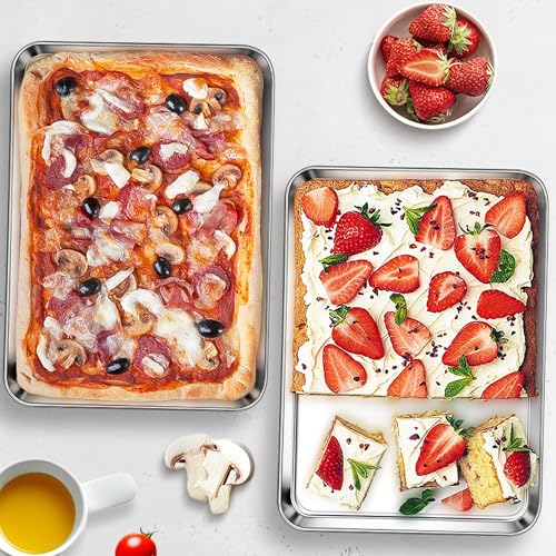 13x9 Inches Stainless Steel Quarter Sheet Pan Set of 3 (3 Count)