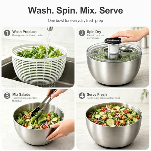 6.3 QT Stainless Steel Salad Spinner
