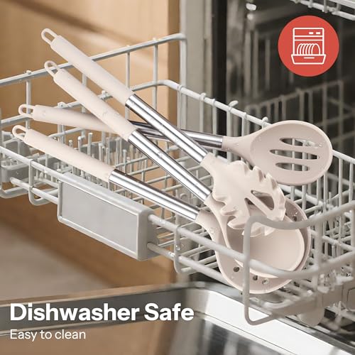 28 Piece Silicone Kitchen Utensils Set with Stainless Steel Handles (28 Count)
